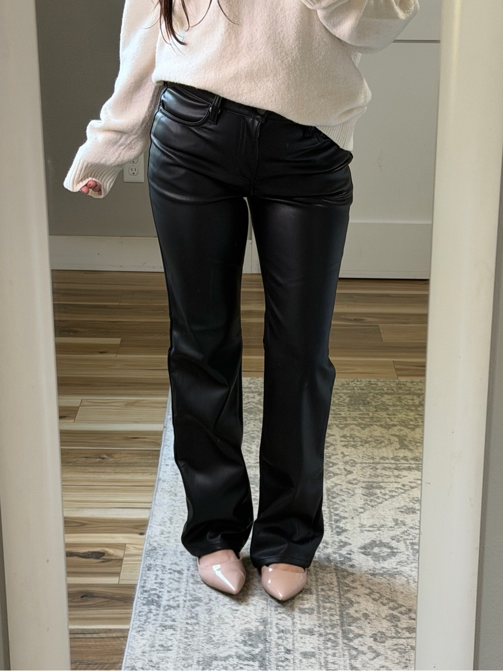 Banana Republic Black Faux Leather Boot-Cut Pants